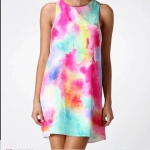 LULUS WATERCOLOR SHIFT DRESS